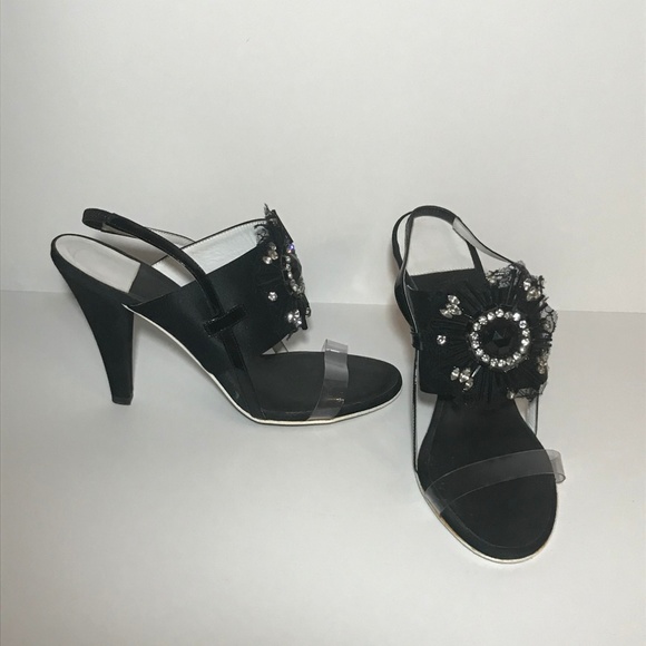 CHANEL Satin and Rhinestone Heel Sandal - Picture 2 of 4